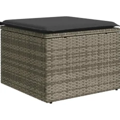 vidaXL Loungebank voor 2 met kussens poly rattan - Grijs krukken 110x55x37 cm