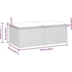 vidaXL Loungebank voor 2 met kussens poly rattan - Grijs krukken 110x55x37 cm