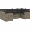 vidaXL Loungeset met 8 kussens en hout armsteun - Grijs - 6 stuks