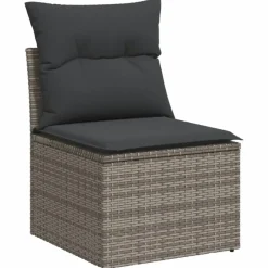 vidaXL Loungeset met 8 kussens en hout armsteun - Grijs - 6 stuks