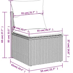 vidaXL Loungeset met 8 kussens en hout armsteun - Grijs - 6 stuks