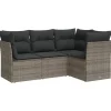 vidaXL Loungeset met 7 kussens voor 4 personen - Grijs - Poly Rattan - 4 stuks