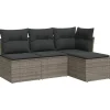 vidaXL Loungeset met kussens - Grijs - Poly rattan - 4 stuks