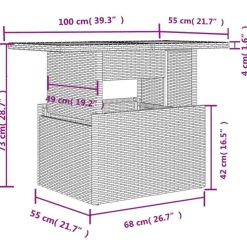 vidaXL Loungeset voor 7 met kussens en verstelbaar salontafel - Gris - 8 stuks