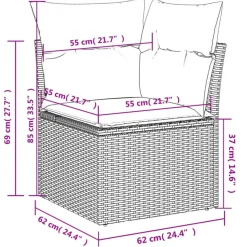 vidaXL Loungeset voor 7 met kussens en verstelbaar salontafel - Gris - 8 stuks