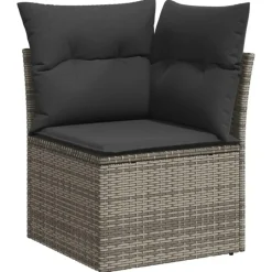 vidaXL Loungeset voor 7 met kussens en verstelbaar salontafel - Gris - 8 stuks