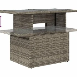 vidaXL Loungeset voor 7 met kussens en verstelbaar salontafel - Gris - 8 stuks