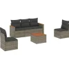 vidaXL Loungeset voor 5 met kussens en salontafel - Grijs - Poly rattan