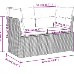 vidaXL Loungeset voor 5 met kussens & verstelbaar salontafel - Gris - 6 stuks