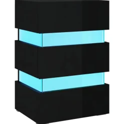 vidaXL Nachtkastje LED 45x35x67 cm bewerkt hout hoogglans zwart