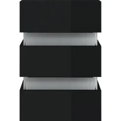 vidaXL Nachtkastje LED 45x35x67 cm bewerkt hout hoogglans zwart