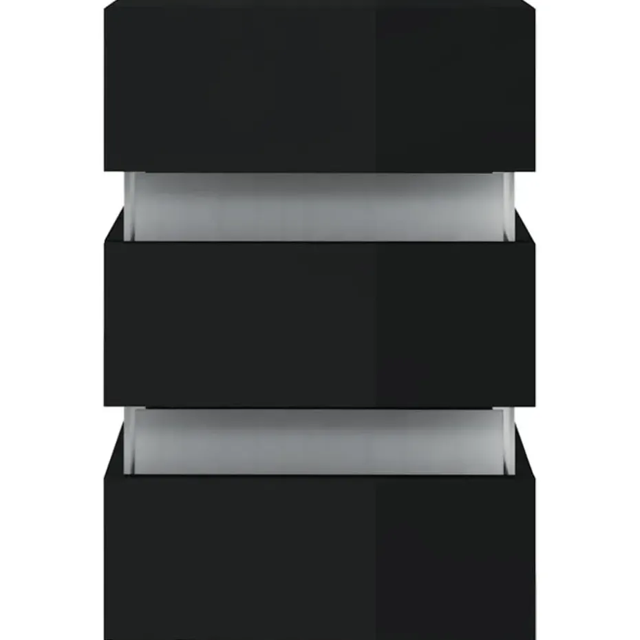 vidaXL Nachtkastje LED 45x35x67 cm bewerkt hout hoogglans zwart