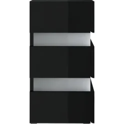 vidaXL Nachtkastje LED 45x35x67 cm bewerkt hout hoogglans zwart