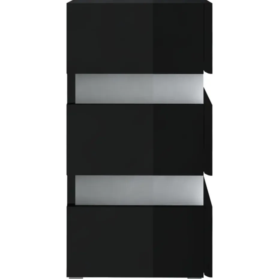vidaXL Nachtkastje LED 45x35x67 cm bewerkt hout hoogglans zwart