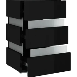 vidaXL Nachtkastje LED 45x35x67 cm bewerkt hout hoogglans zwart