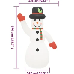 vidaXL Sneeuwpop opblaasbaar met LED's 370 cm