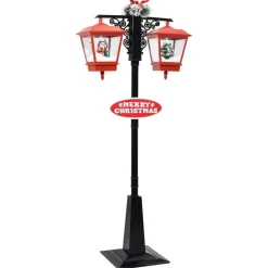 vidaXL Straatlantaarn met kerstman 81x40x188 cm PVC zwart en rood