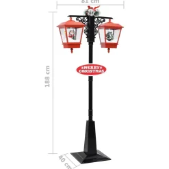 vidaXL Straatlantaarn met kerstman 81x40x188 cm PVC zwart en rood