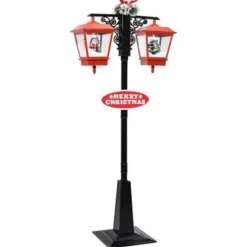 vidaXL Straatlantaarn met kerstman 81x40x188 cm PVC zwart en rood