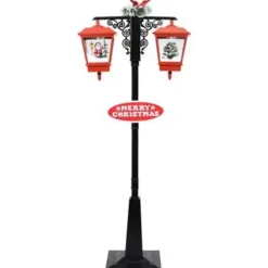 vidaXL Straatlantaarn met kerstman 81x40x188 cm PVC zwart en rood