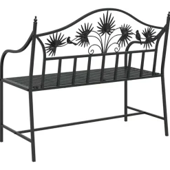 vidaXL Tuinbank met vogels en bloemen ontwerp -Zwart - Staal - 104x52.5x89 cm