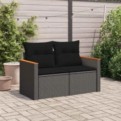 vidaXL Tuinbank 2-Zits – Zwart Polyrattan – 124x62x69 cm – Weerbestendig Design