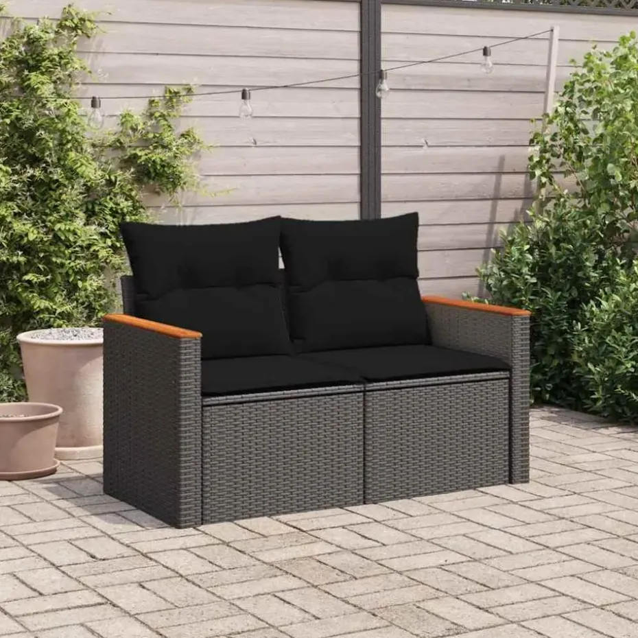 vidaXL Tuinbank 2-Zits – Zwart Polyrattan – 124x62x69 cm – Weerbestendig Design