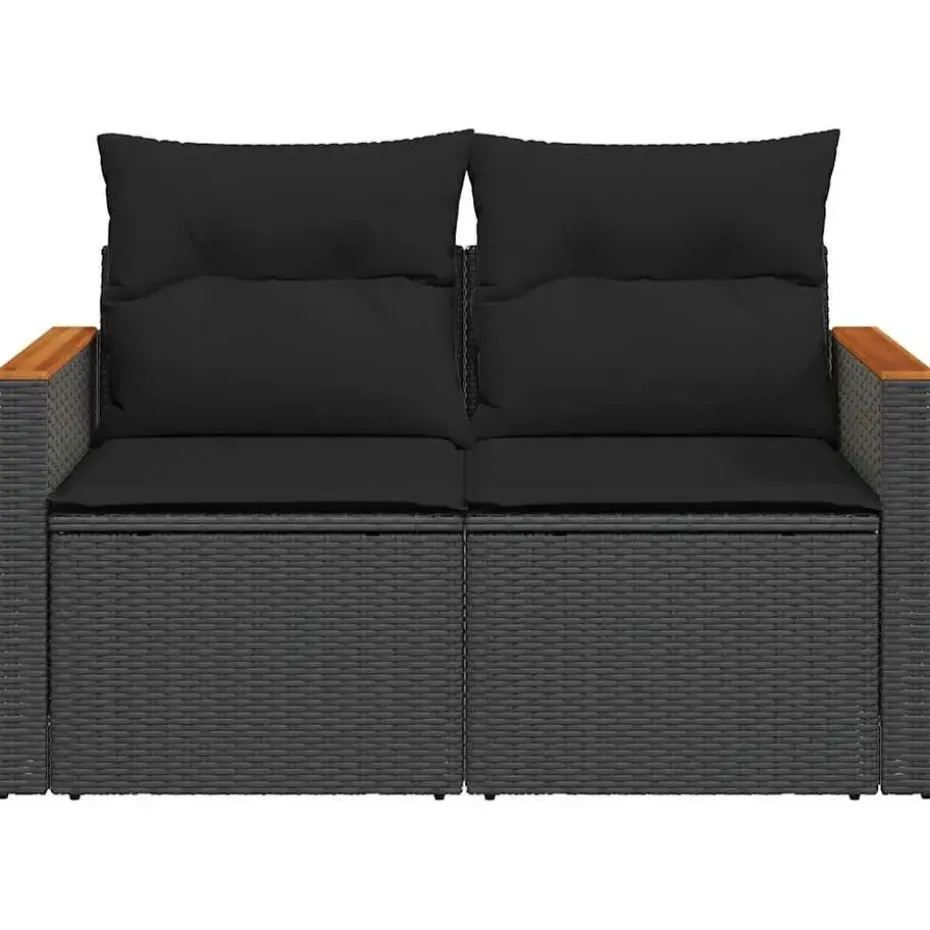 vidaXL Tuinbank 2-Zits – Zwart Polyrattan – 124x62x69 cm – Weerbestendig Design
