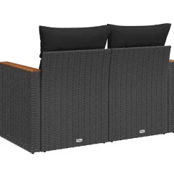 vidaXL Tuinbank 2-Zits – Zwart Polyrattan – 124x62x69 cm – Weerbestendig Design