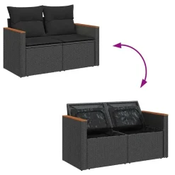 vidaXL Tuinbank 2-Zits – Zwart Polyrattan – 124x62x69 cm – Weerbestendig Design