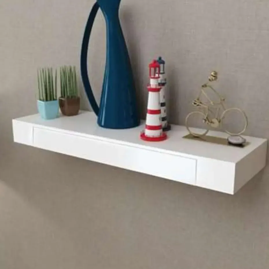 vidaXL Wandschap - met lade - zwevend - MDF - wit