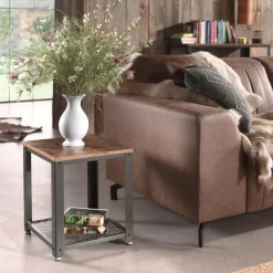 Vierkante bijzettafel - 45x55x45 cm - vintage bruin