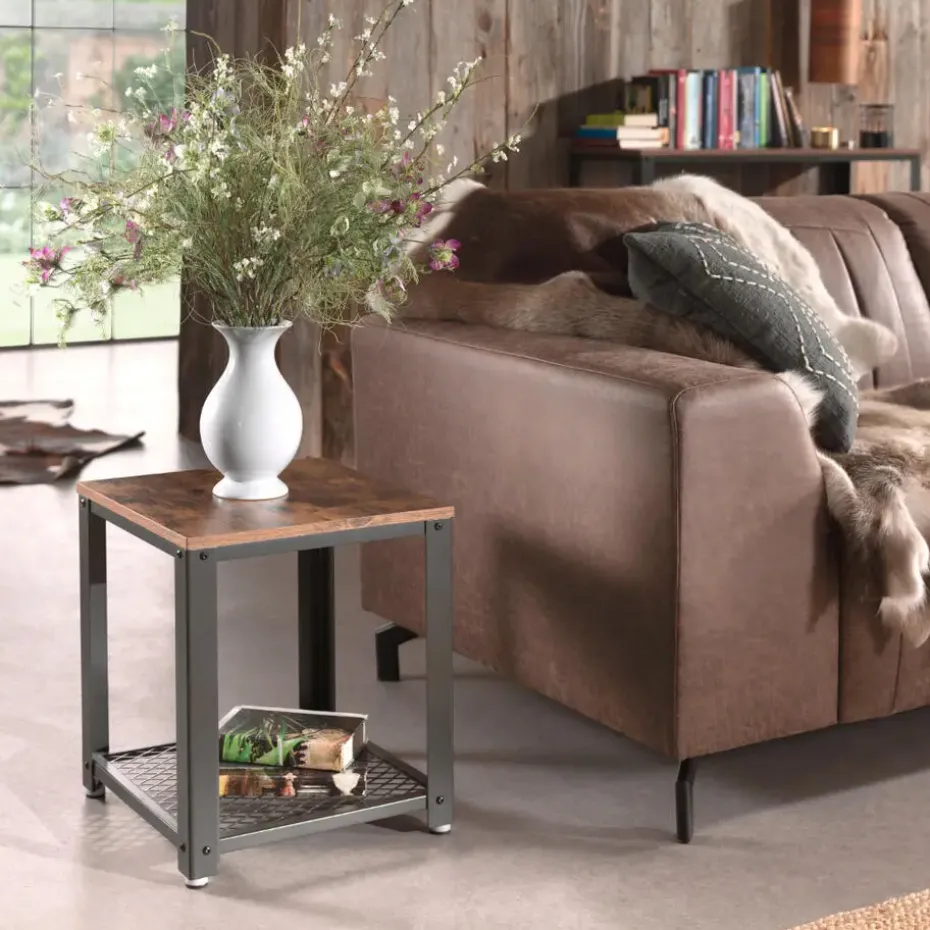 Vierkante bijzettafel - 45x55x45 cm - vintage bruin