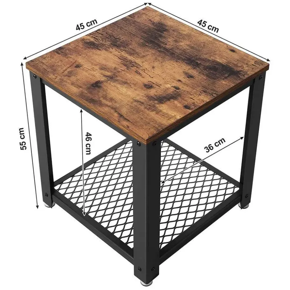 Vierkante bijzettafel - 45x55x45 cm - vintage bruin