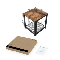 Vierkante bijzettafel - 45x55x45 cm - vintage bruin