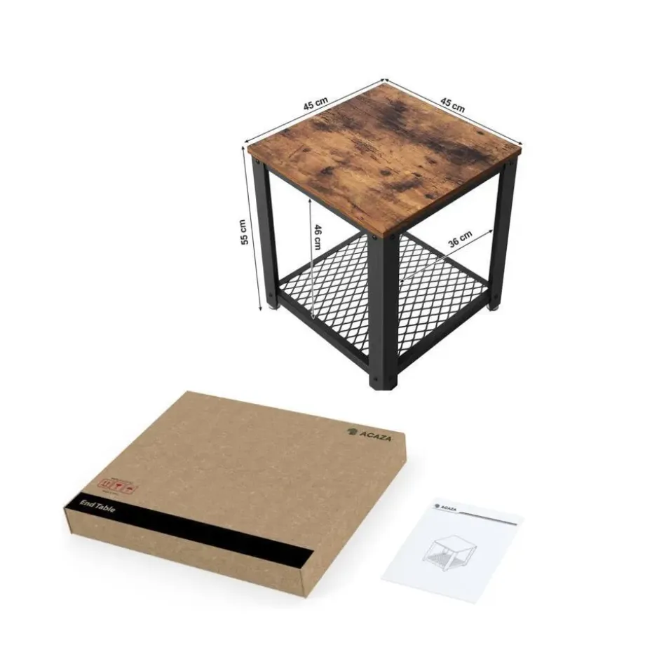 Vierkante bijzettafel - 45x55x45 cm - vintage bruin
