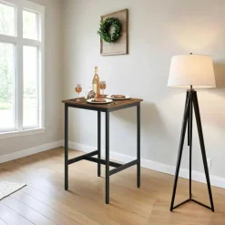 Vierkante ontbijtbartafel met zwaar stalen frame, 60x60x90cm