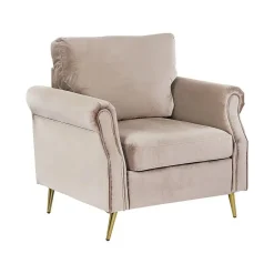 VIETAS - Fauteuil - Beige - Fluweel
