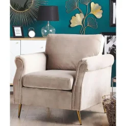 VIETAS - Fauteuil - Beige - Fluweel