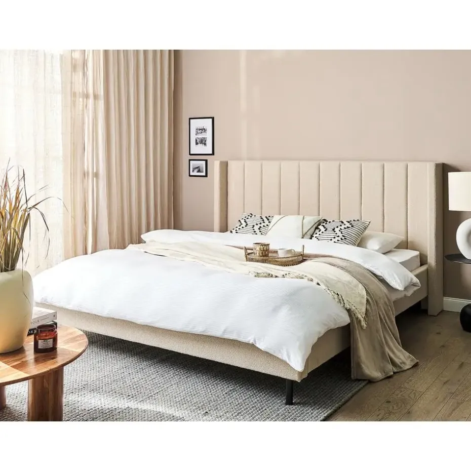 VILETTE - Tweepersoonsbed - Beige - 180 x 200 cm - Bouclé