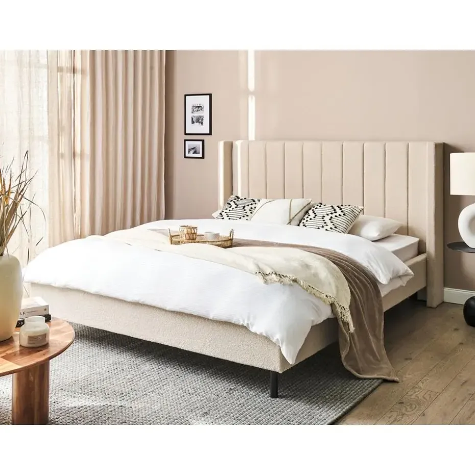 VILETTE - Tweepersoonsbed - Beige - 160 x 200 cm - Bouclé