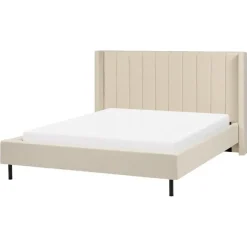VILETTE - Tweepersoonsbed - Beige - 160 x 200 cm - Bouclé
