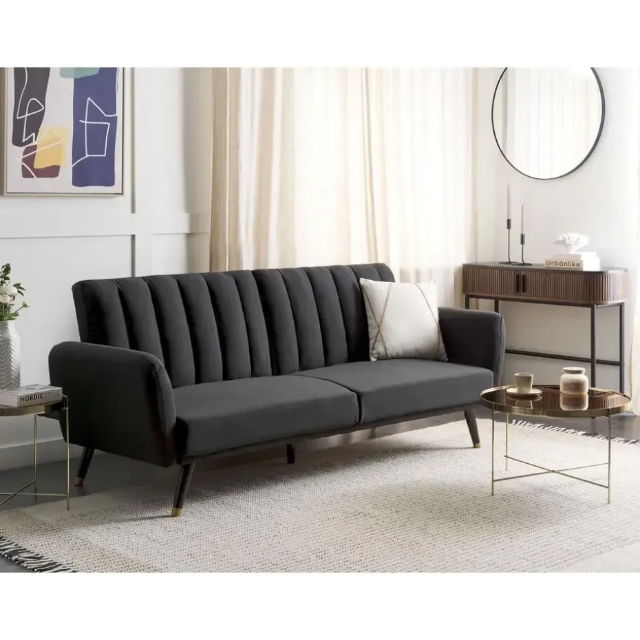 VIMMERBY - Slaapbank - Zwart - Polyester