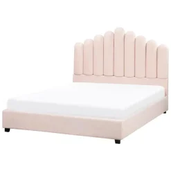 VINCENNES - Bed - Pastelroze - 140 x 200 cm - Fluweel