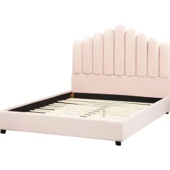 VINCENNES - Bed - Pastelroze - 140 x 200 cm - Fluweel