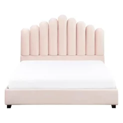 VINCENNES - Bed - Pastelroze - 140 x 200 cm - Fluweel