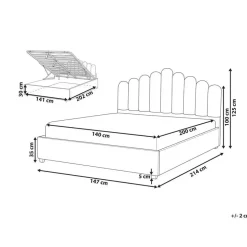 VINCENNES - Bed met opbergruimte - Roze - 140 x 200 cm - Fluweel