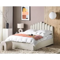 VINCENNES - Bed met opbergruimte - Wit - 140 x 200 cm - Fluweel