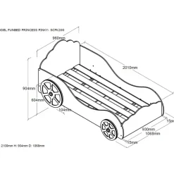 Vipack autobed Princess Pinky - roze - 90,4x106,8x210 cm