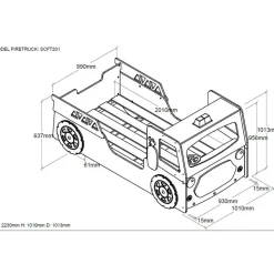 Vipack bed Brandweer - rood - incl. LED - 101x101x223 cm